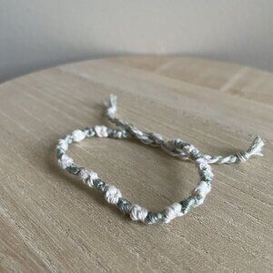 Apolline Woven Friendship Bracelet Anklet OS White Green Women Cotton Tie